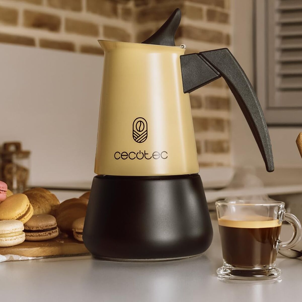 Cecotec Italian Coffee Maker Piccolina 900 beige 10 cups stainless steel anti-drip